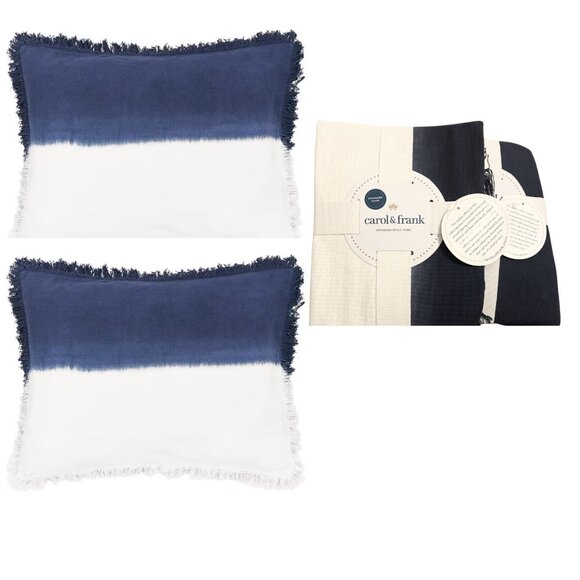 Pillow Sham Carol & Frank Aster Ombre Dip Dye Standard Indigo and White - Picture 2 of 2